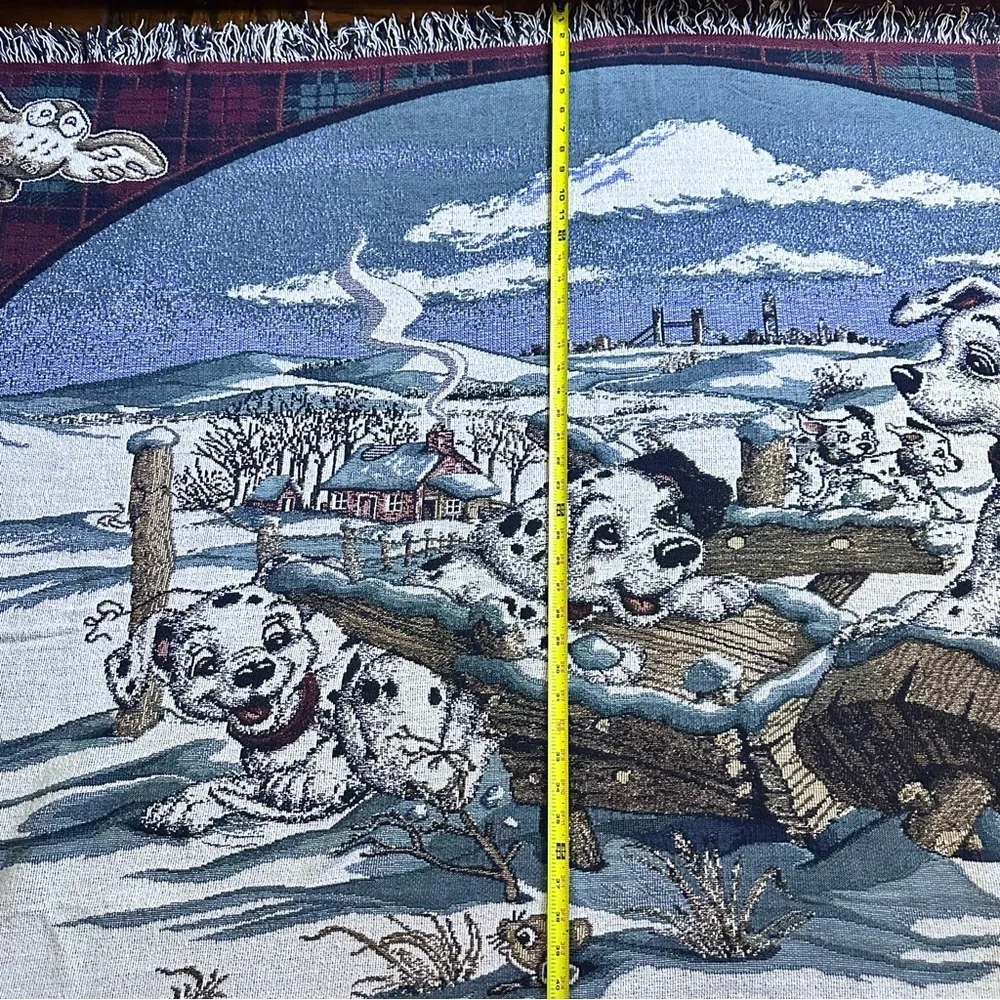 Disney Dalmatian Winter Scene Quilt - Black, White, Blue size 67” x 50”